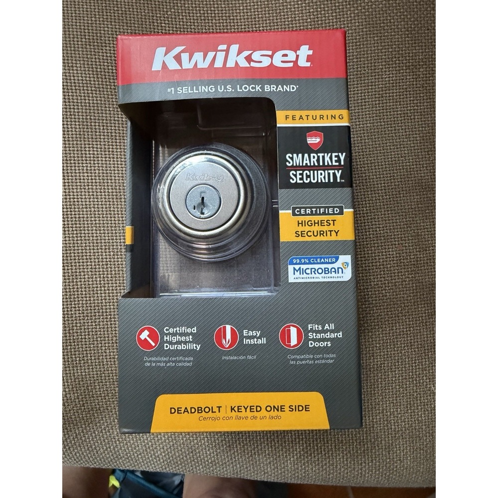 Kwikset 99800-123 SmartKey Satin Nickel Metal Deadbolt